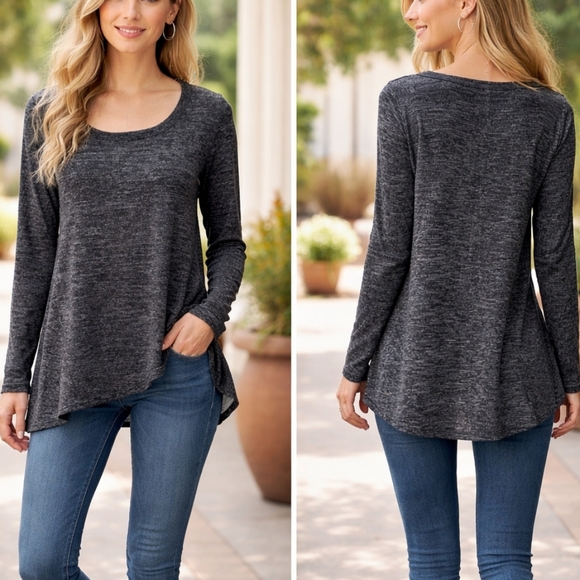 Nally & Millie Tops - Nally & Millie Heathered Knit Long Sleeve Top – Size Small NWT